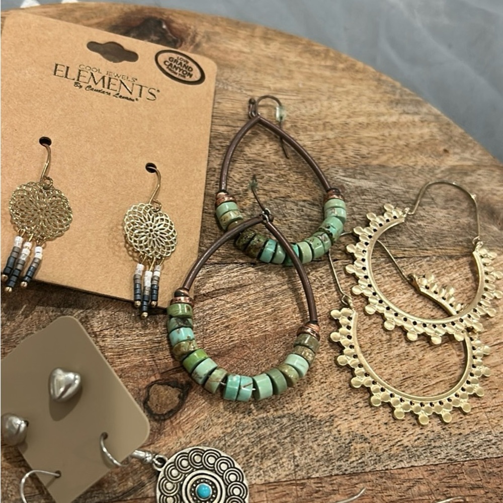 Turquoise and Golden Earrings Set